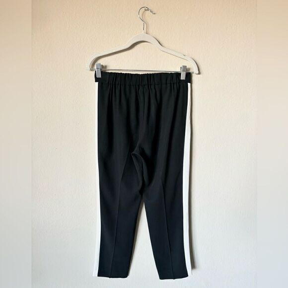 Aritzia Babaton Conan Black Pants Ankle Crop Elastic Waist Stripes White Size 2 - Picture 9 of 11